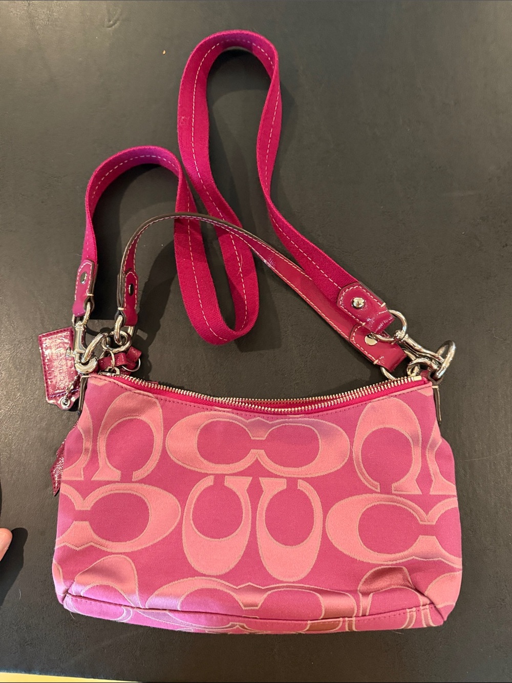 Coach Pink Signature Canvas Crossbody Wristlet - Picture 2 of 2